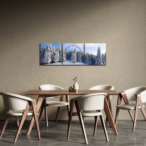 Slika - Zima u šumi (sa satom) (90x30 cm)