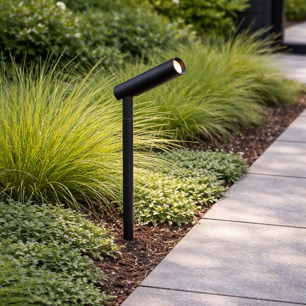 Moderni vrtni reflektor 12V crni 10cm uklj. LED IP65 - Voltaire Lino