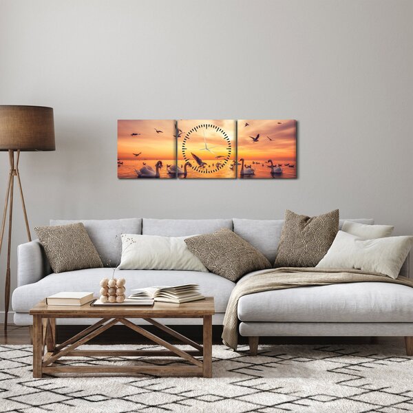 Slika - Labudovi (sa satom) (90x30 cm)