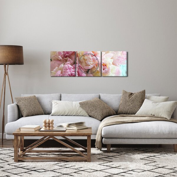 Slika - Božuri (sa satom) (90x30 cm)