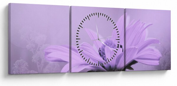Slika - Ljubičasti cvijet (sa satom) (90x30 cm)