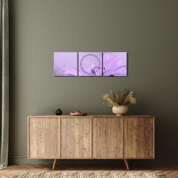 Slika - Ljubičasti cvijet (sa satom) (90x30 cm)