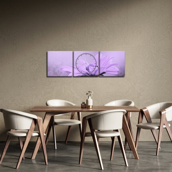 Slika - Ljubičasti cvijet (sa satom) (90x30 cm)