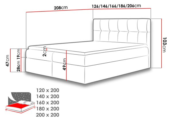 Bračni krevet Boxspring 140 cm Amarydia (fresh 01)
