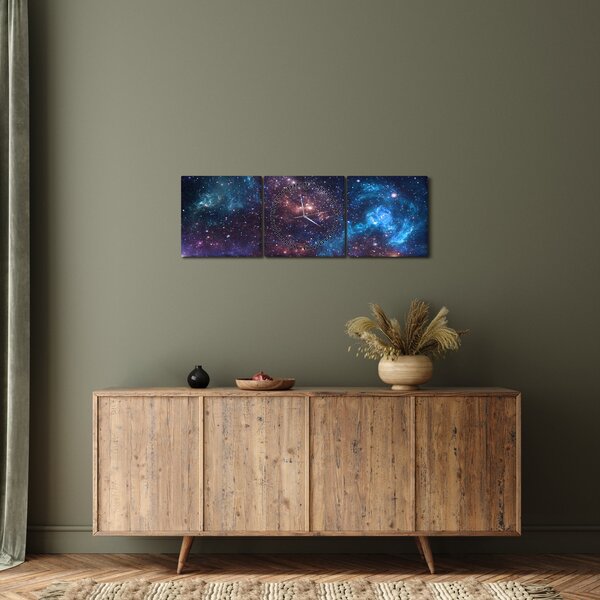 Slika - Noćno nebo (sa satom) (90x30 cm)