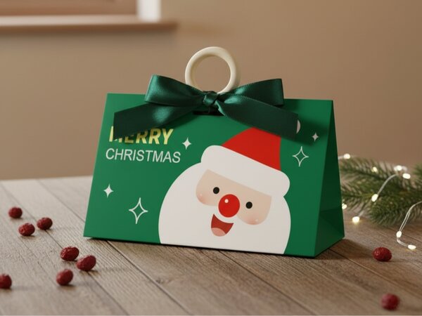 Božićna poklon vrećica MERRY CHRISTMAS 17x10x8,5 cm, zelena
