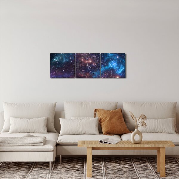 Slika - Noćno nebo (sa satom) (90x30 cm)