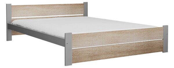 Krevet IKAROS DOUBLE 160 x 200 cm, hrast sonoma/siva Podnica: Bez podnice, Madrac: Madrac Deluxe 10 cm