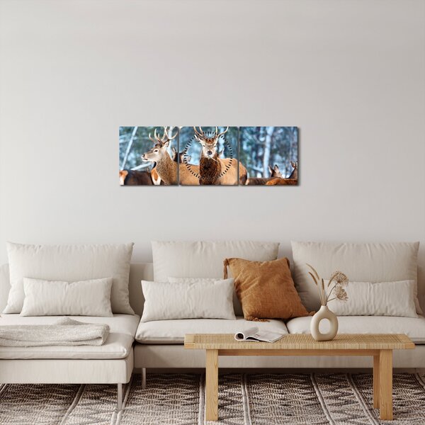 Slika - Krdo jelena (sa satom) (90x30 cm)