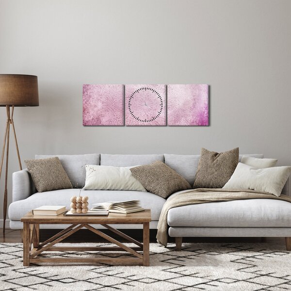Slika - Mandala u ružičastom zidu (sa satom) (90x30 cm)