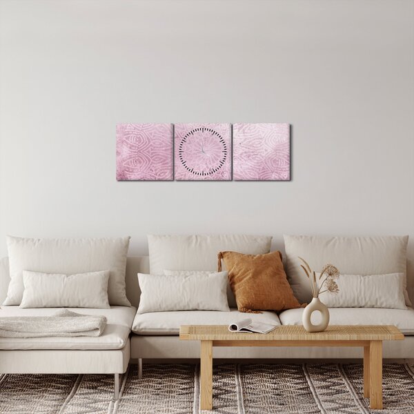 Slika - Mandala u ružičastom zidu (sa satom) (90x30 cm)