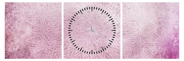 Slika - Mandala u ružičastom zidu (sa satom) (90x30 cm)