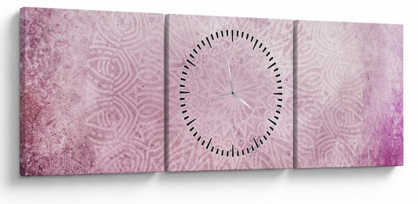 Slika - Mandala u ružičastom zidu (sa satom) (90x30 cm)