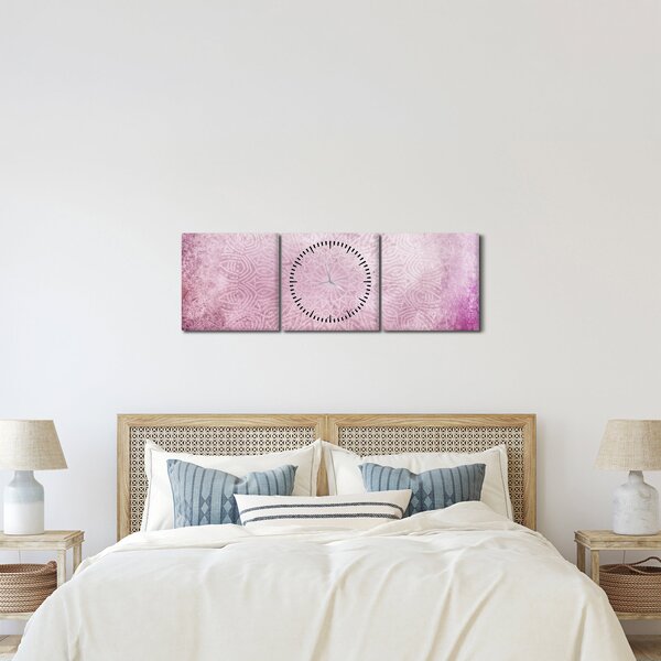 Slika - Mandala u ružičastom zidu (sa satom) (90x30 cm)