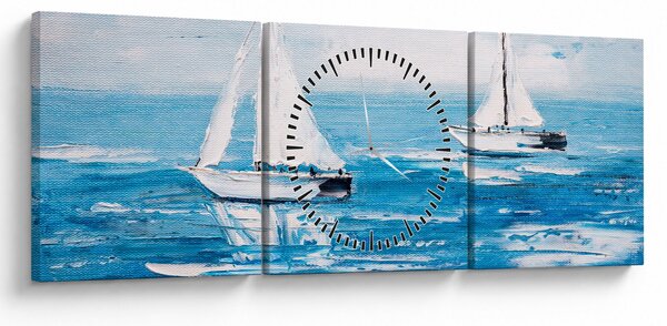 Slika - Slikane jahte na moru (sa satom) (90x30 cm)