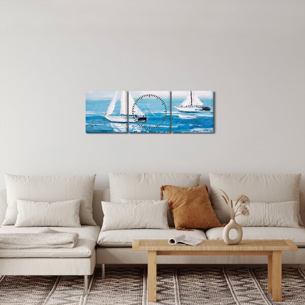 Slika - Slikane jahte na moru (sa satom) (90x30 cm)