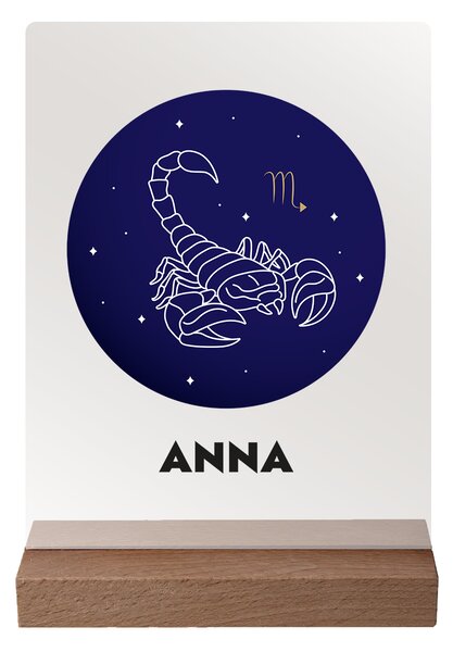 ATMOWOOD Znak vašeg imena na akrilnom staklu - tamni stalak Odaberite znak zodijaka: Blizanci