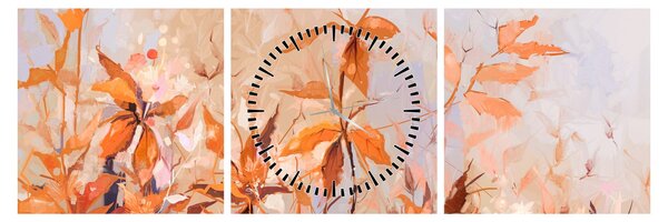 Slika - Slikano cvijeće (sa satom) (90x30 cm)