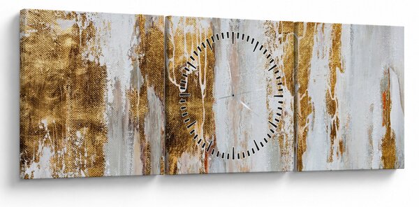 Slika - Apstrakcija sa zlatom (sa satom) (90x30 cm)