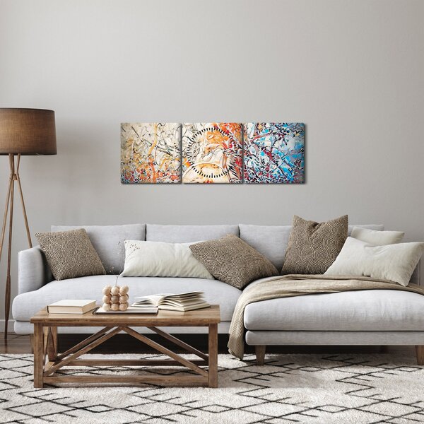 Slika - Mozaik apstrakcija (sa satom) (90x30 cm)