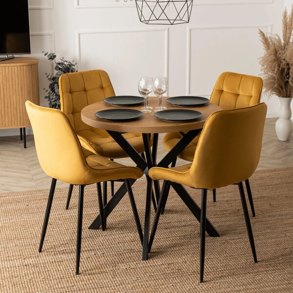 Blagovaonski stol na razvlačenje Desistir (hrast zlatni + crna) (za 4-8 osoba)