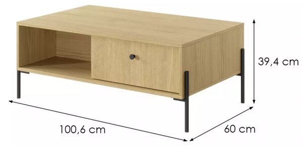 Klub stol u dekoru hrast SCANDI 2S