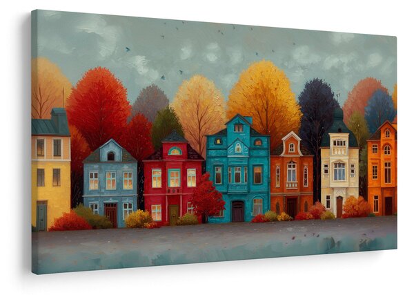 Slika - Oslikani jesenski grad (90x60 cm)