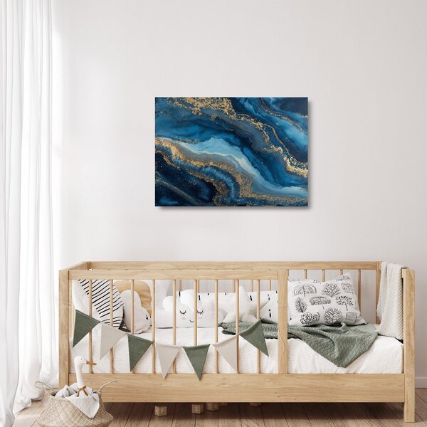Staklena slika - Plava mramorna apstrakcija (70x50 cm)