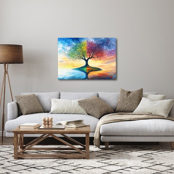 Slika – Oslikano drvo godišnjih doba (70x50 cm)
