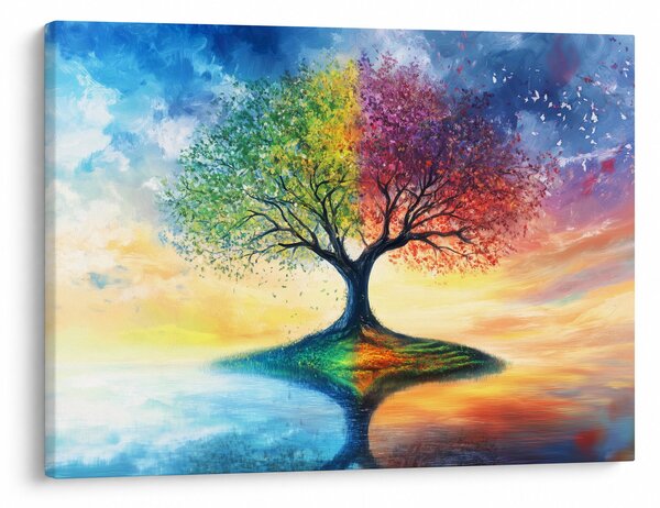 Slika – Oslikano drvo godišnjih doba (70x50 cm)