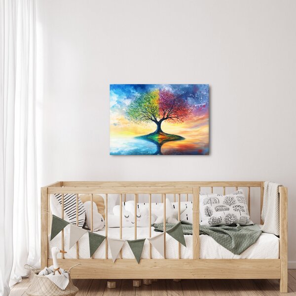 Slika – Oslikano drvo godišnjih doba (70x50 cm)