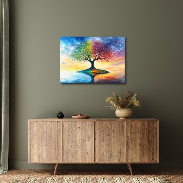 Slika – Oslikano drvo godišnjih doba (70x50 cm)