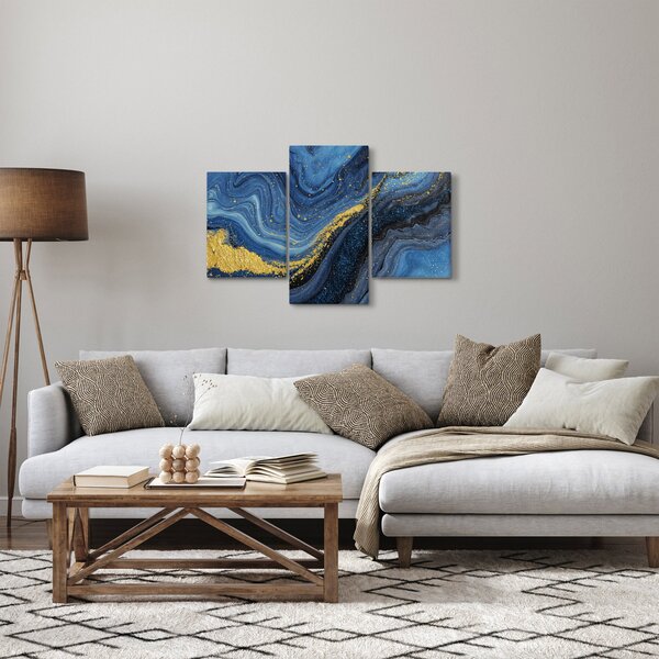 Slika - Plavo-zlatna apstrakcija (90x60 cm)