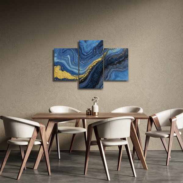 Slika - Plavo-zlatna apstrakcija (90x60 cm)