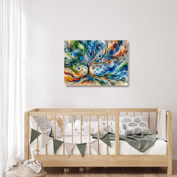 Staklena slika – Šareno energetsko drvo (70x50 cm)