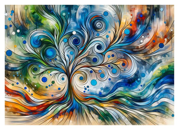 Staklena slika – Šareno energetsko drvo (70x50 cm)