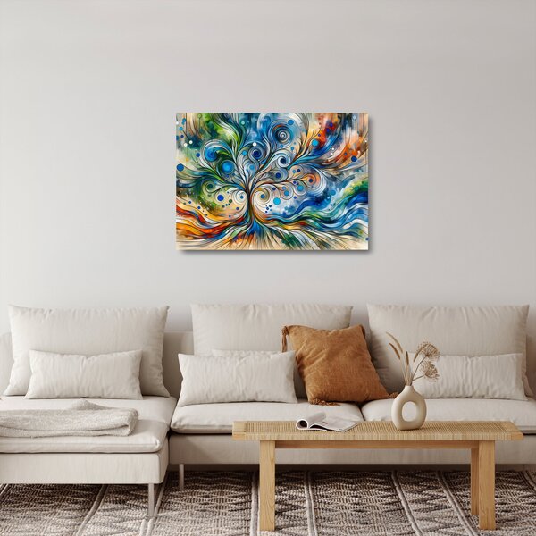 Staklena slika – Šareno energetsko drvo (70x50 cm)