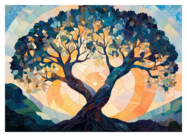 Slika – Mozaik – sunce i drvo II. (70x50 cm)