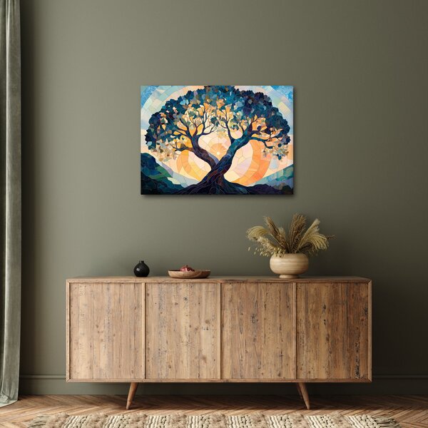 Slika – Mozaik – sunce i drvo II. (70x50 cm)