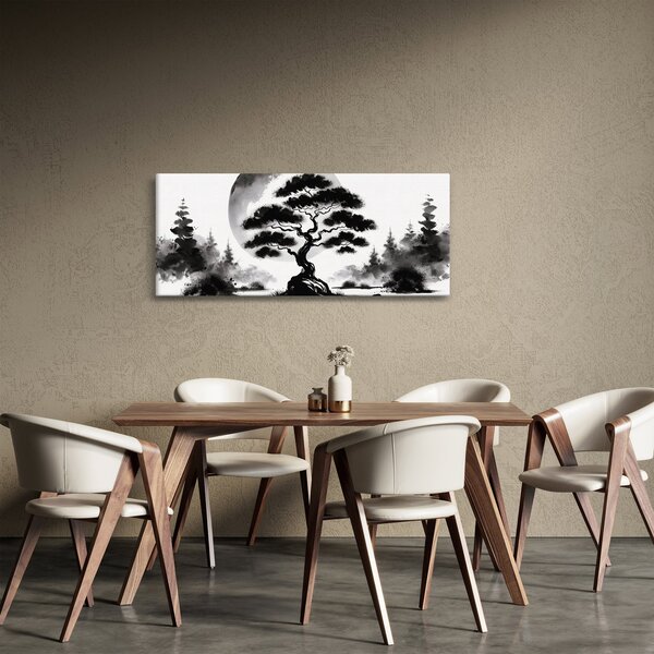 Slika – Crno-bijeli bonsai (120x50 cm)