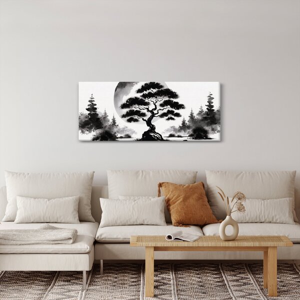 Slika – Crno-bijeli bonsai (120x50 cm)
