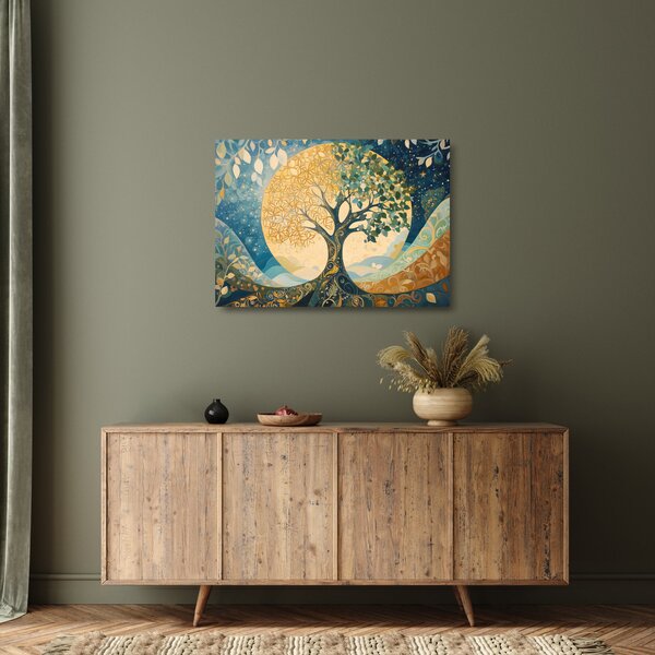 Staklena slika – Drvo života u mjesecu (70x50 cm)