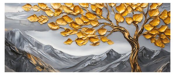 Slika – Drvo sa zlatnim lišćem (120x50 cm)