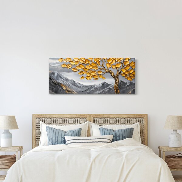 Slika – Drvo sa zlatnim lišćem (120x50 cm)