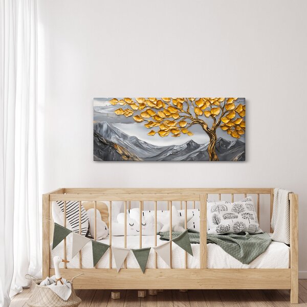 Slika – Drvo sa zlatnim lišćem (120x50 cm)