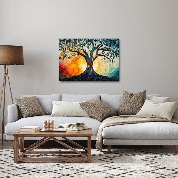 Slika – Mozaik – sunce i drvo I. (70x50 cm)