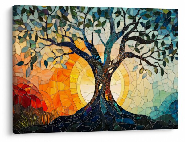 Slika – Mozaik – sunce i drvo I. (70x50 cm)