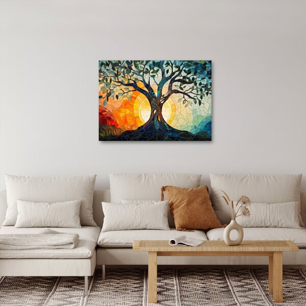 Slika – Mozaik – sunce i drvo I. (70x50 cm)