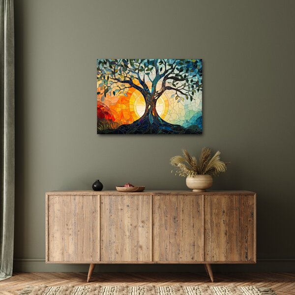 Slika – Mozaik – sunce i drvo I. (70x50 cm)