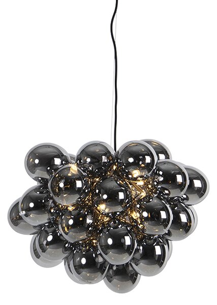 Dizajn viseća svjetiljka crna s dimnim staklom 8 svjetala - Uvas